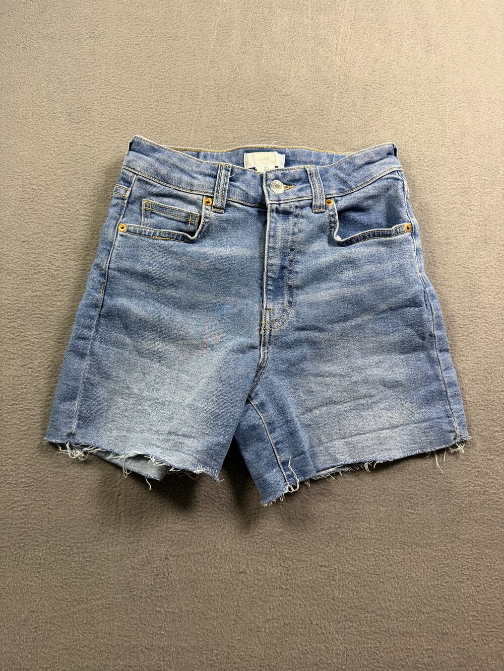 H&M High Rise Light Medium Wash Distressed Cutoff Denim Jean Shorts Women's 2